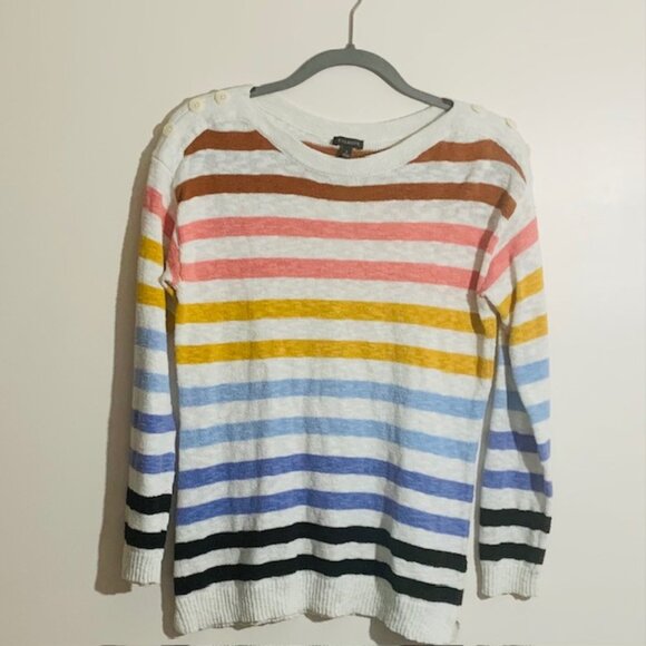 Talbots Color Block Coastal Stripped Crewneck Pullover Women's Sweater - Size S - Picture 1 of 6
